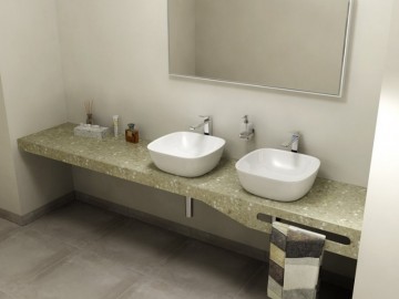 Sapho TAILOR+ rockstone deska 240x50 cm, límec F, držák ručníku vpravo