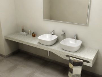 Sapho TAILOR+ rockstone deska 230x50 cm, límec R, držák ručníku vpravo