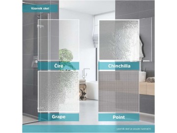 Sprchový kout  Lima, obdél.,pivot. dveře, 2xboční stěna, 90x100x90x190cm, chrom ALU, sklo Point 6mm