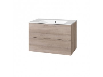 Aira, koupelnová skříňka s keramický umyvadlem 80 cm, dub