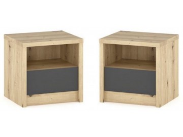 Sestava do ložnice DOMINIKA dub artisan/šedý (postel 160, 2x NS, komoda 4S)