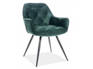 Jídelní čalouněná židle CHERRY velvet zelená/černá