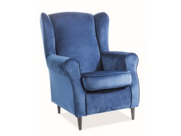 Čalouněné křeslo BARON velvet modrá/wenge