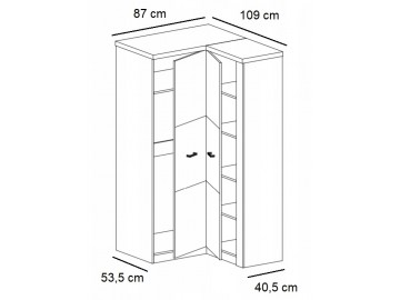Rohová šatní skříň NATURAL N14L dub ribbeck