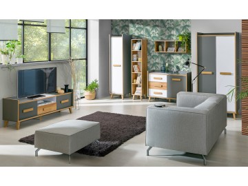 Televizní stolek NAPOLA 7 antracit/bílá/dub riviera