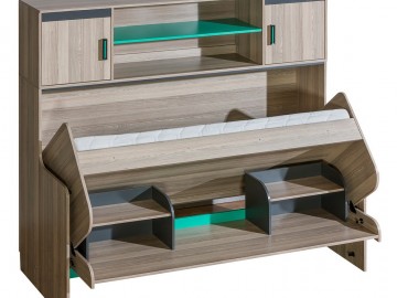 Kombinovaná sklápěcí postel ULTTIMO U16 jasan/zelená