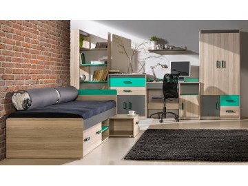 Kombinovaná skříň ULTTIMO U3 jasan/zelená