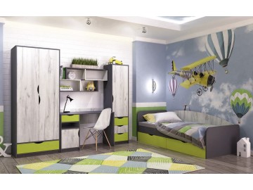 Psací stůl DISNEY dub kraft bílý/šedý grafit/limeta