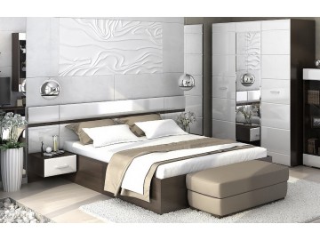 Ložnicová sestava VEGAS (postel 160, skříň, 2x noční stolek) wenge/bílá lesk