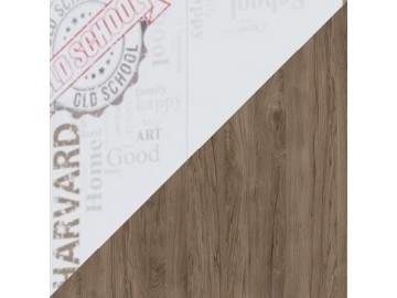 Postel 90x200 s ÚP HARVARD dub hickory/bílá/potisk