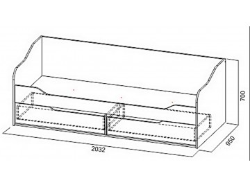 Postel 90x200 s ÚP HARVARD dub hickory/bílá/potisk
