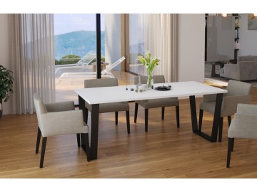 Jídelní stůl KAISARA 185x90 cm černá/bílá