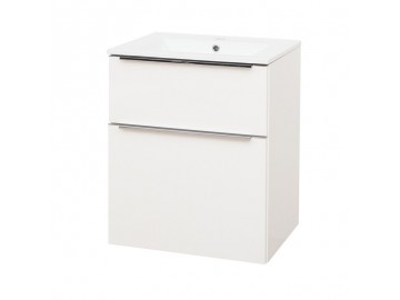 Mailo, koupelnová skříňka s keramickým umyvadlem, bílá, 2 zásuvky, 610x700x480 mm Mailo, koupelnová skříňka s keramickým umyvadlem, bílá, 2 zásuvky, 610x700x480 mm