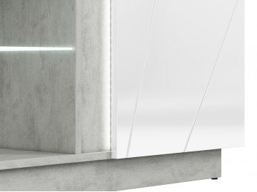 Televizní stolek RUBENS beton šedý/bílá lesk