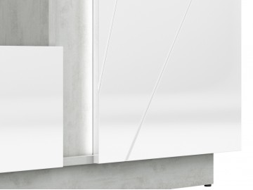 Vitrína nízká RUBENS beton šedý/bílá lesk