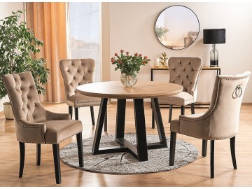 Jídelní čalouněná židle CASA 11803 VELVET béžová/černá