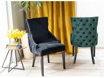 Jídelní čalouněná židle JIRI VELVET zelená/černá