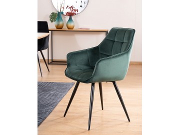 Jídelní čalouněná židle TES VELVET zelená/černá