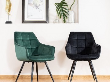 Jídelní čalouněná židle TES VELVET zelená/černá