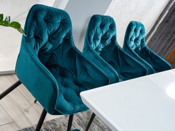 Jídelní čalouněná židle CHERRY velvet tyrkysová/černá