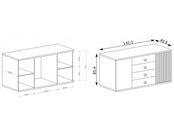 Komoda 2D4S BARBUS dub artisan/černá