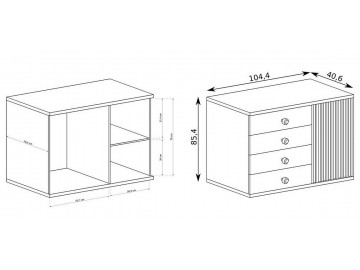 Komoda 1D4S BARBUS dub artisan/černá