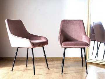 Jídelní čalouněná židle ANNIE velvet starorůžová/černá