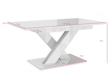 Jídelní rozkládací stůl BRAGA bílá/beton