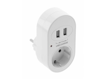 GTV  AE-GSS2USB-10 Zásuvka s nabíjecím portem 2xUSB SCHUCKO
