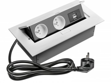 GTV Zásuvkový box s USB AE-PBU2GU-10 Zásuvky stolní, 2X zásuvka, 2XUSB, př