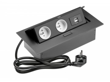 GTV Zásuvkový box s USB AE-PBU2GU-20 Zásuvky stolní, 2X zásuvka, 2XUSB, př