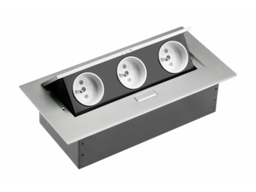 GTV  AE-PB03GU-53 Zásuvky stolní, 3x zásuvka, ALUMINIUM