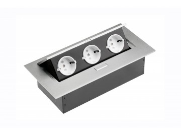 GTV  AE-PB03GS-53 Zásuvky stolní, 3x zásuvka SHUCKO, ALUMINIUM