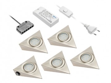 GTV LD-Z5OTCB-51 Set 5 LED svítidel trojhranné, první s vypínačem, včetně GTV LD-Z5OTCB-51 Set 5 LED svítidel trojhranné, první s vypínačem, včetně