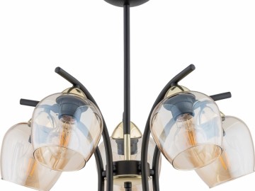 Lemir Závěsné svítidlo na tyči O3075 W5 CZA + ZL Maral lustr 5 ramenný, matn