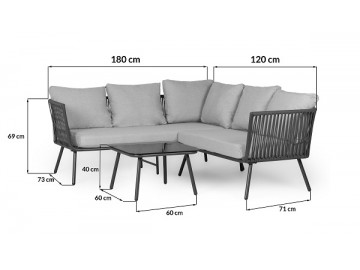Zahradní souprava se stolkem GARDEN 26014 šedá