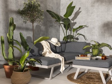 Zahradní souprava s taburetem GARDEN 26040 sv.šedá