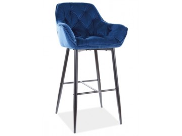 Barová čalouněná židle BERI velvet granátově modrá/černá