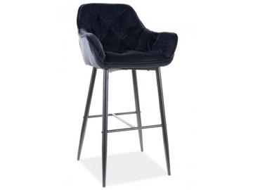 Barová čalouněná židle BERI velvet černá/černá