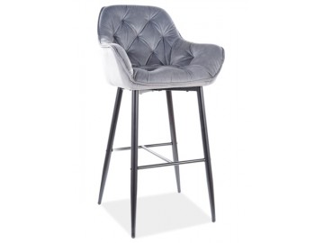 Barová čalouněná židle BERI velvet šedá/černá