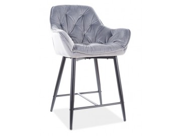 Barová čalouněná židle BERI velvet šedá/černá