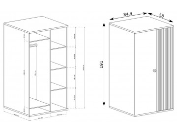 Šatní skříň na nohách 2D BARBUS dub artisan/černá
