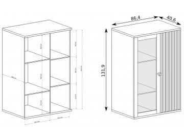 Vitrína na nohách 2D BARBUS dub artisan/černá