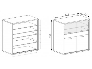 Vitrína nízká 4D1S PILETAS M-5 dub hickory