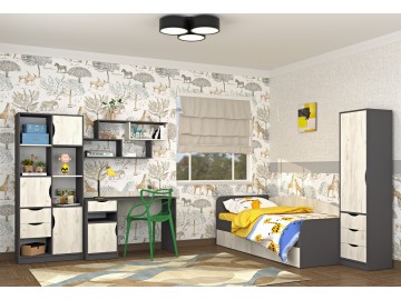 Skříň 1D DISNEY dub kraft bílý/šedý grafit