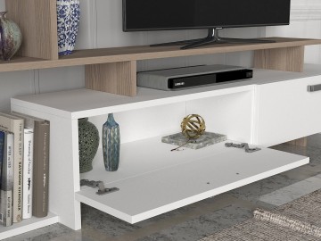 Televizní stolek s regálem SHENDI bílá/cordoba
