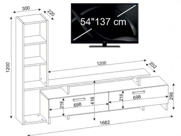 Televizní stolek s regálem SHENDI sapphire/bílá