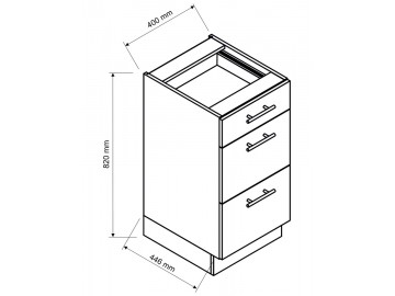 D40S3 d. skříňka se 3-zásuvkami CARLO šedá grafit/artisan