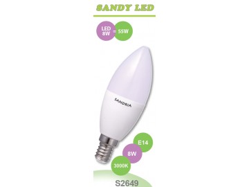 SANDRIA LED žárovka E14 S2649 SANDY LED E14 C37 8W SMD 3000K