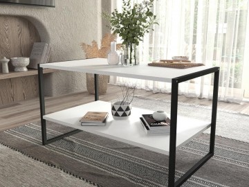 Konferenční stolek DUREN 90 bílá/černá